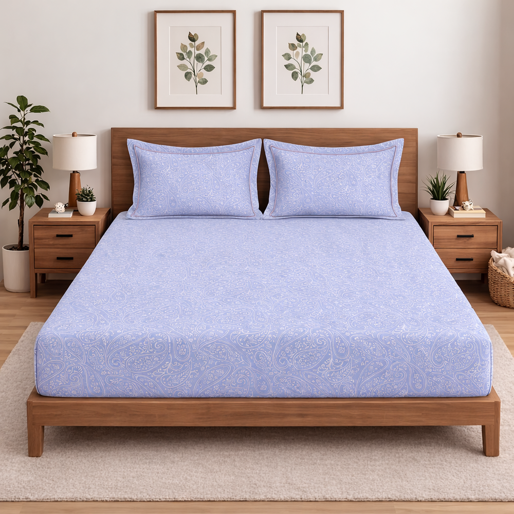 Opulence  King-Size Premium Bedsheet |  500 TC Long-Staple Cotton  | Viora | Lavender