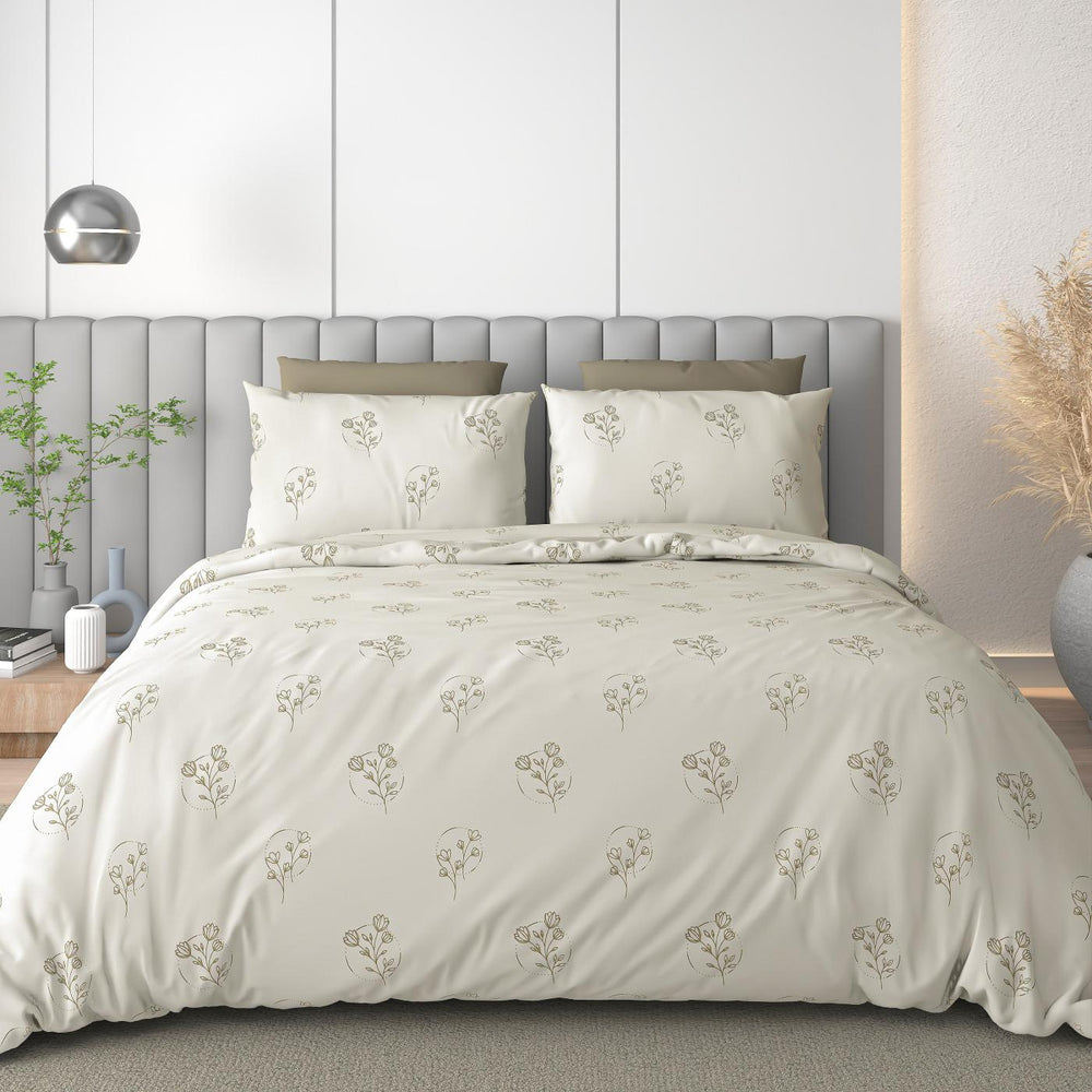 Luxe Loom King-Size Bedsheet  100% Cotton | 210 TC Sateen | Smooth & Silky Feel | Muted Green Floral