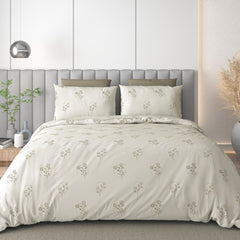 Luxe Loom King Size Flat Bedsheet Set | 210TC Premium Cotton Bedsheet | Muted Green Floral