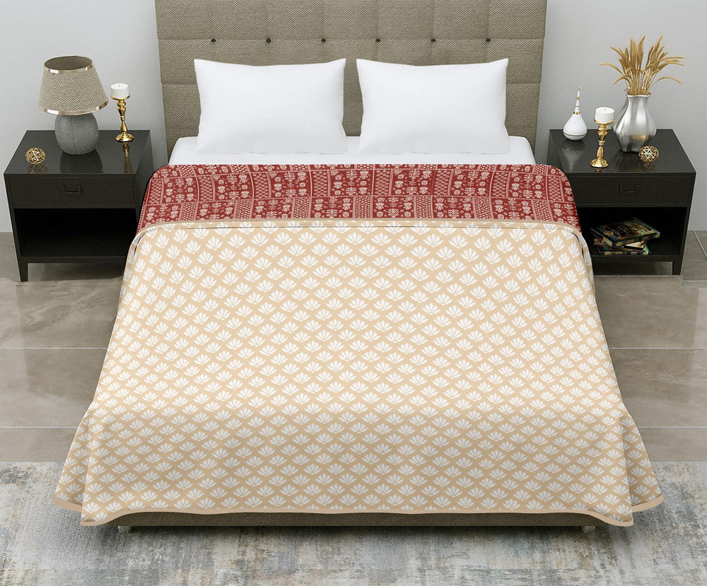 Aerosoft Single Dohar | Reversible Blanket  | Cotton Feel Fabric | Cream & Terrakota