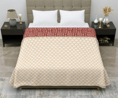 Aero Soft Single Dohar | Reversible Lightweight Blanket for AC Room & Summer Use | Cream & Terrakota