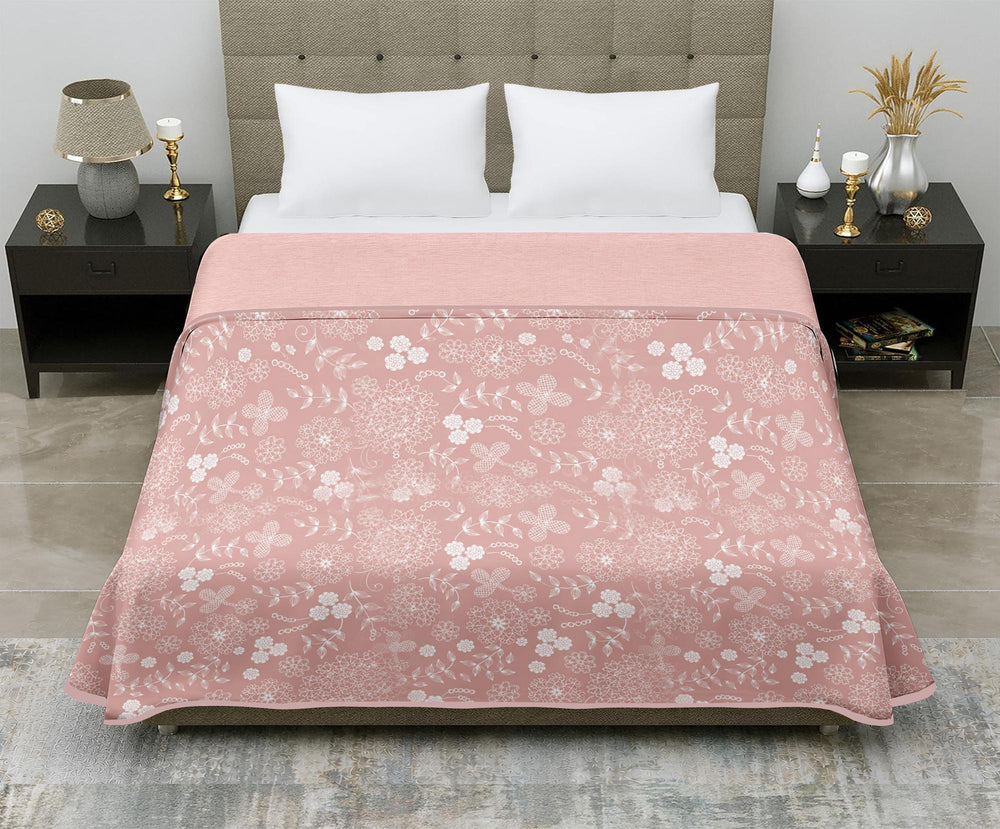 Aerosoft  Double Dohar | Reversible Blanket |  Cotton Feel Fabric  | Pink Floral