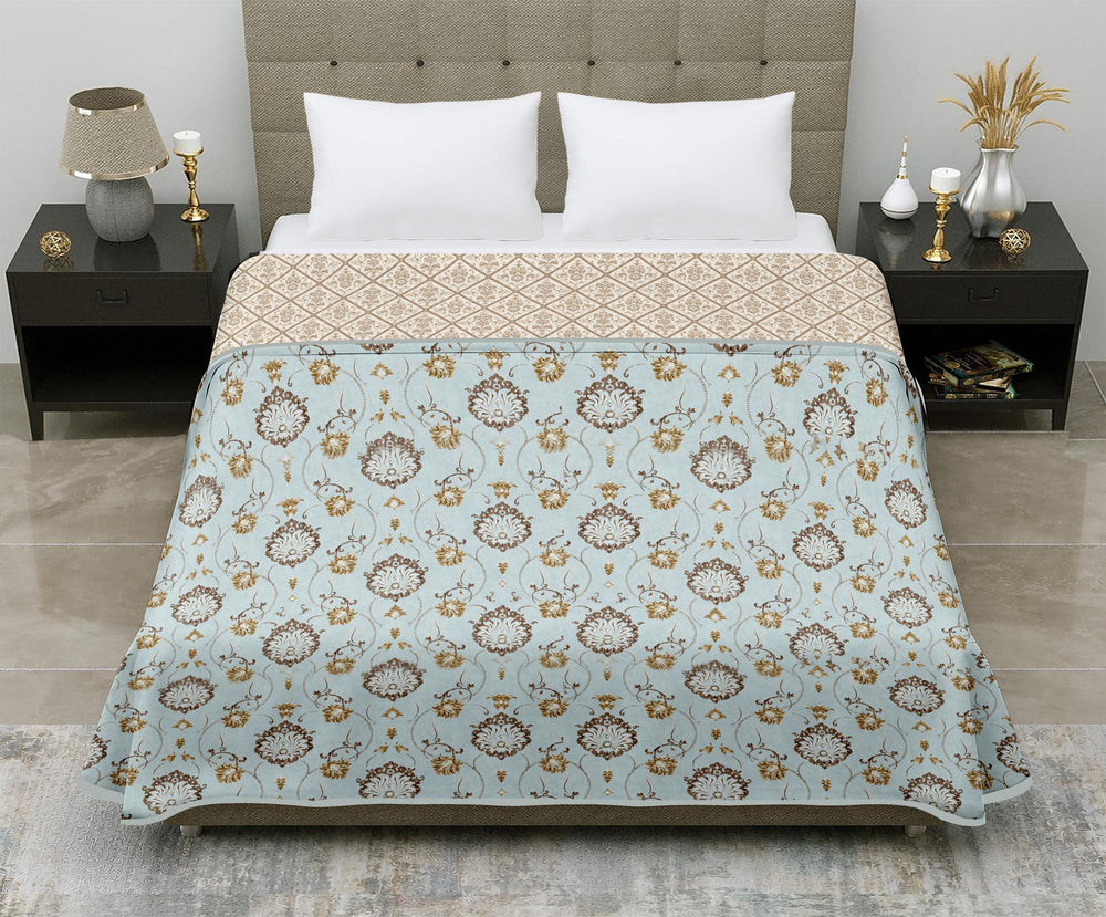 Aerosoft  Double Dohar | Reversible Blanket |  Cotton Feel Fabric  | Biege & Brown Floral