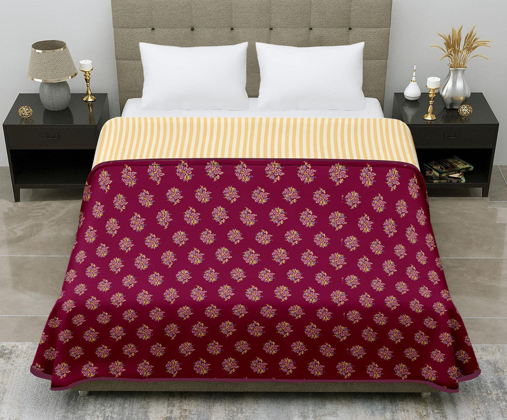 Aerosoft  Double Dohar | Reversible Blanket |  Cotton Feel Fabric  | Red & Yellow
