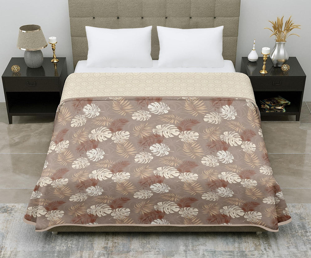 Aerosoft  Double Dohar | Reversible Blanket |  Cotton Feel Fabric  | Brown & Cream
