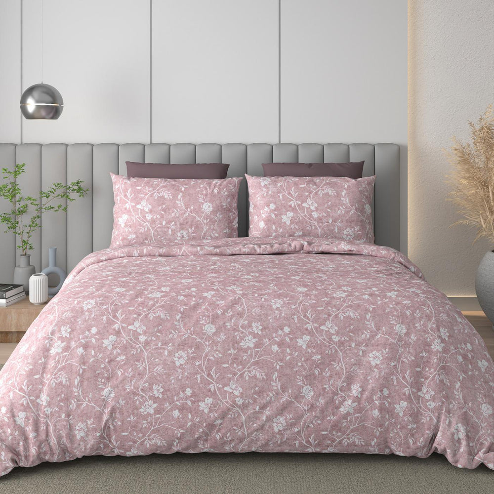 Luxe Loom King-Size Bedsheet  100% Cotton | 210 TC Sateen | Smooth & Silky Feel | Pink Floral