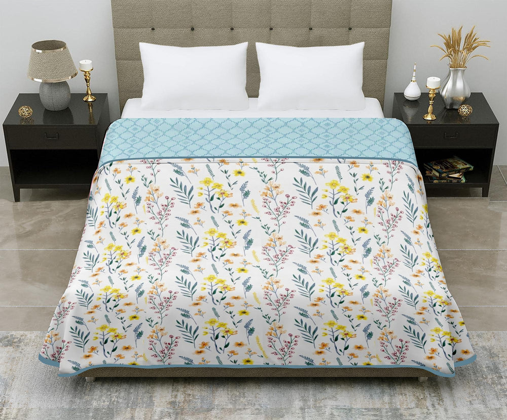 Aerosoft Single Dohar | Reversible Blanket  | Cotton Feel Fabric | Botanical Floral