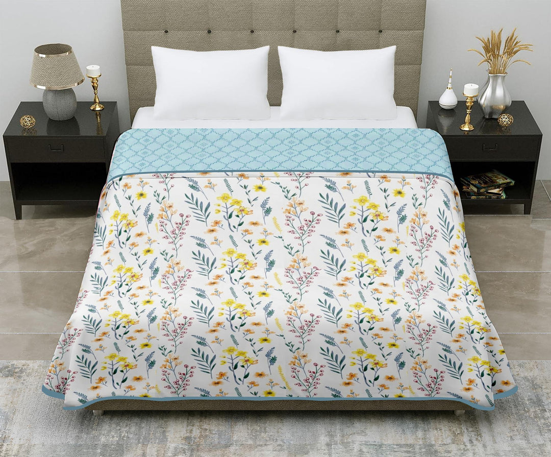 Aero Soft Single Dohar | Reversible Lightweight Blanket for AC Room & Summer Use | Botanical floral
