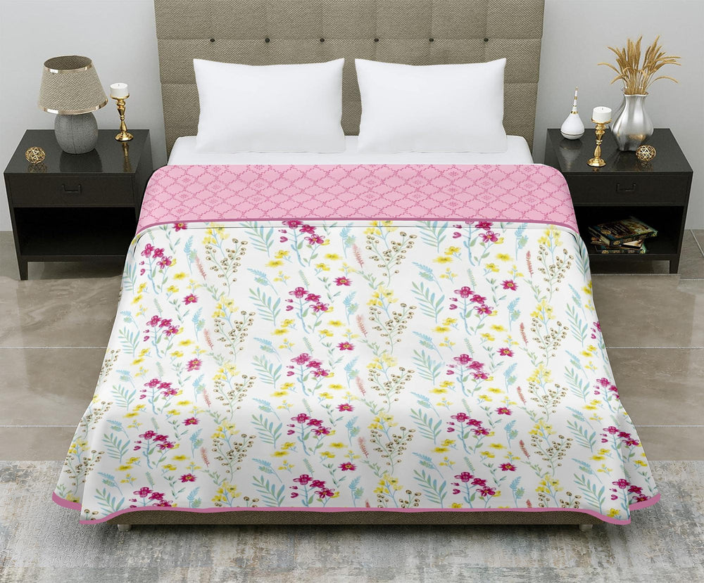 Aerosoft  Double Dohar | Reversible Blanket |  Cotton Feel Fabric | Pink Floral