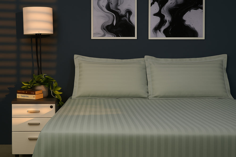 Bedcetera Chevron King Size Solids Bedsheet Pearl colour