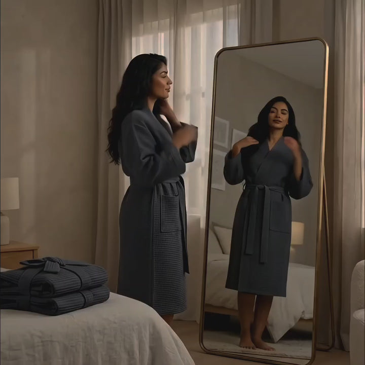 Luxury Waffle Bathrobes – Soft, Lightweight & Quick-Dry Comfort-Charcole