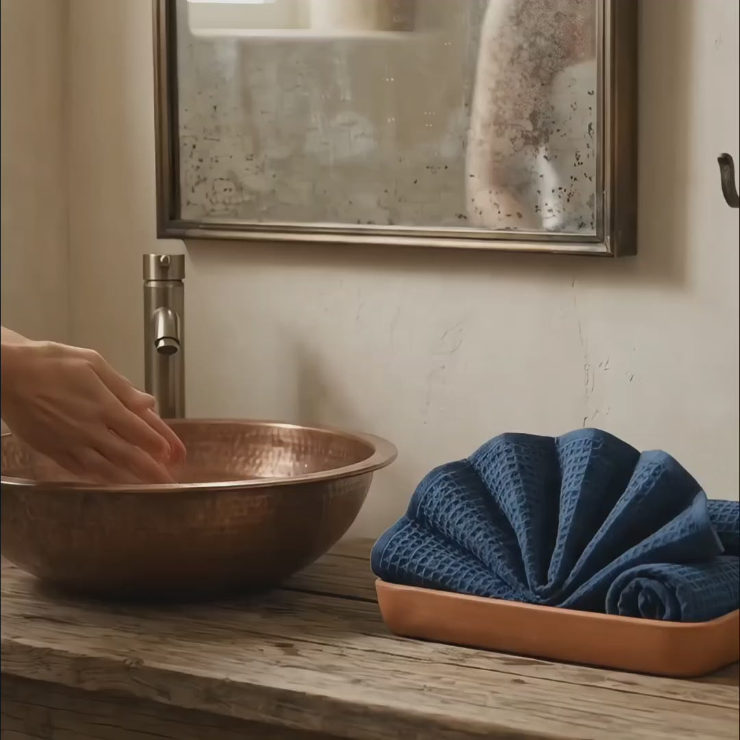 Premium Waffle Hand Towels – Soft, Absorbent & Quick-Dry Cotton-Navy Blue