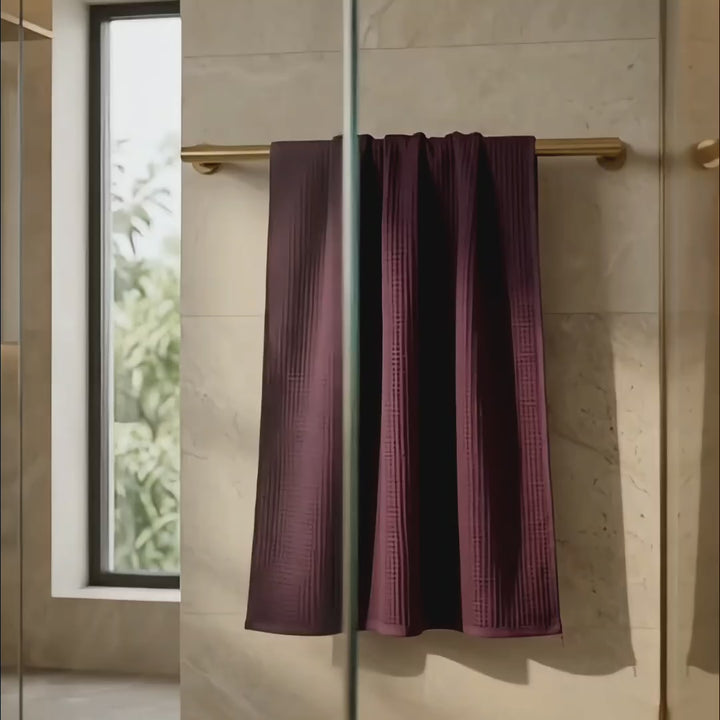 Premium Waffle Bath Towel Set Pack of 2  – Soft, Absorbent & Quick-Dry Luxury Linen-Wine