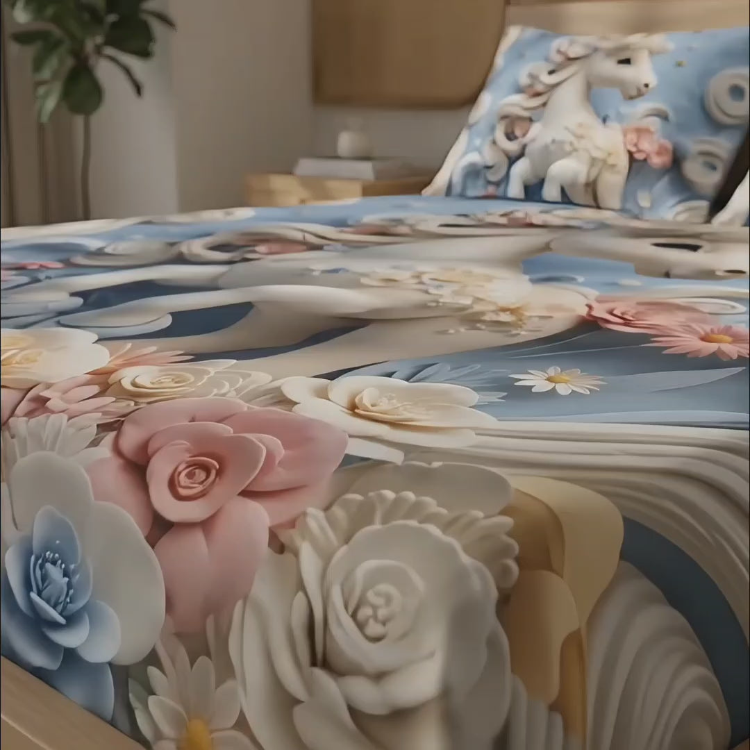 Unicorn Theme Kids Bedding Set | Soft Touch Aura Print