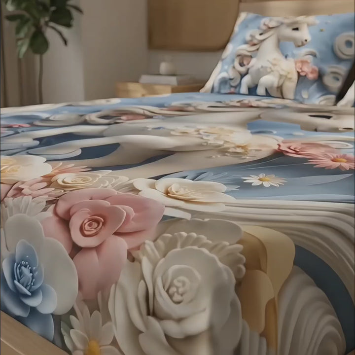 Unicorn Theme Kids Bedding Set | Soft Touch Aura Print