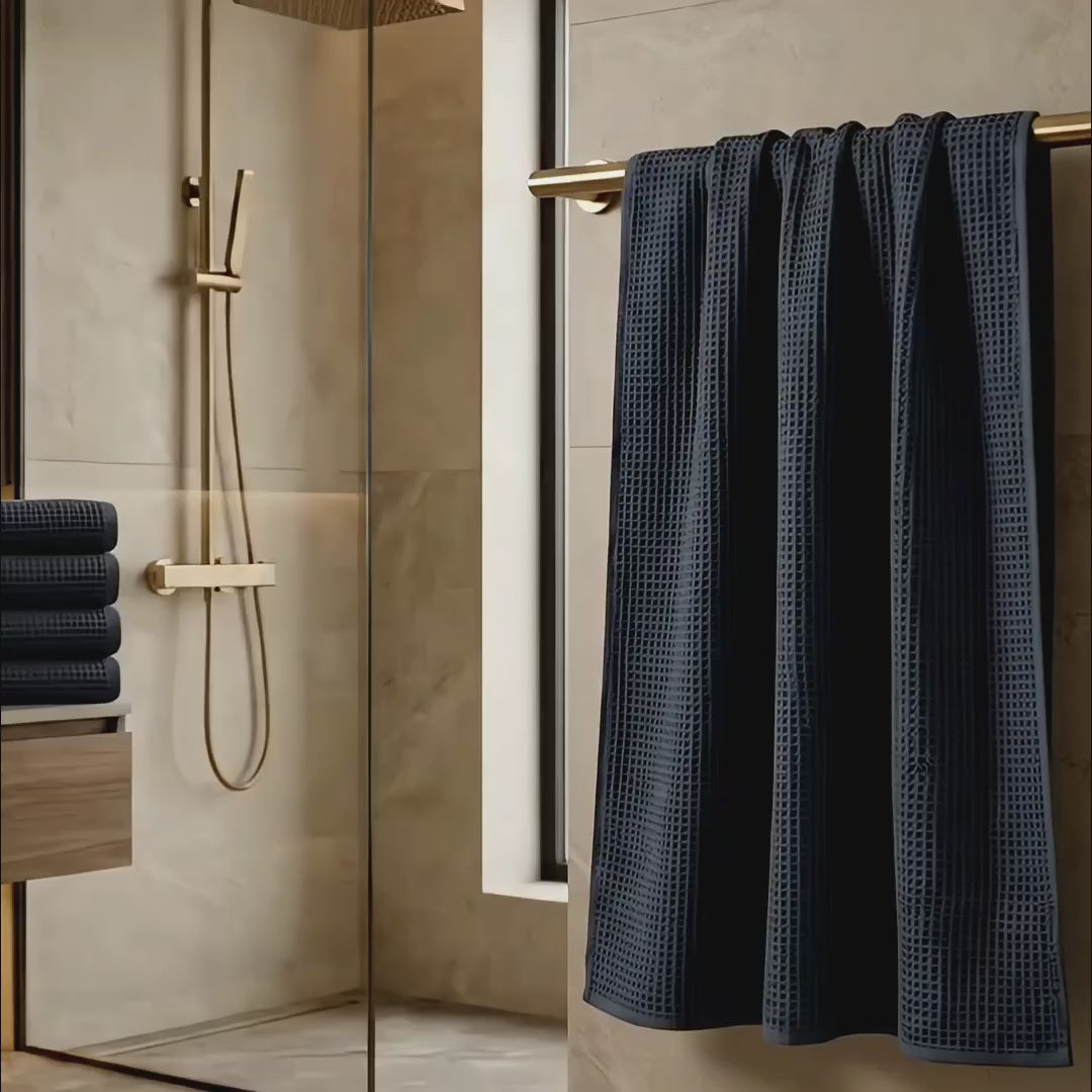Premium Waffle Bath Towel Set of 2  – Soft, Absorbent & Quick-Dry Luxury Linen-Charcole