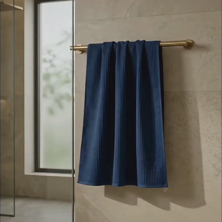 Premium Waffle Bath Towel Set of 2 – Soft, Absorbent & Quick-Dry Luxury Linen-Navy Blue