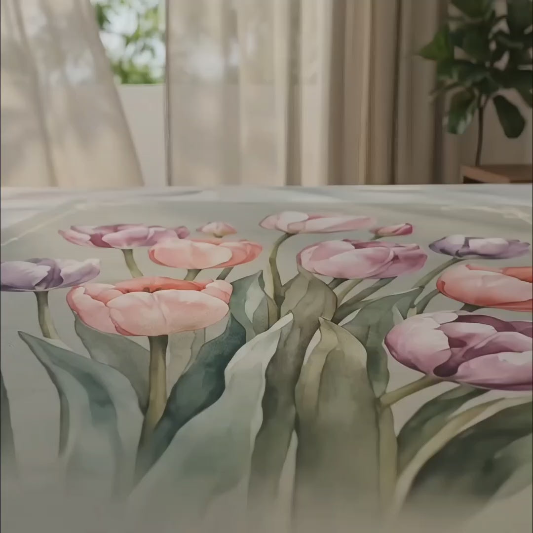 3D Aura Print Floral Bedsheet – Cotton Feel Fabric for Elegant Bedrooms | Pink & Purple Floral