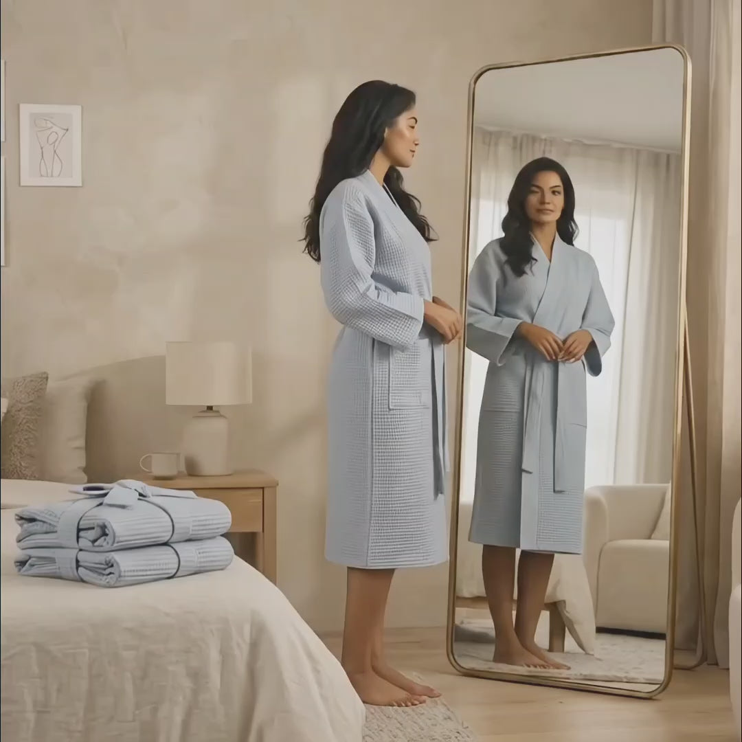 Luxury Waffle Bathrobes – Soft, Lightweight & Quick-Dry Comfort-Silver