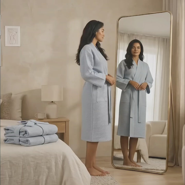 Luxury Waffle Bathrobes – Soft, Lightweight & Quick-Dry Comfort-Silver