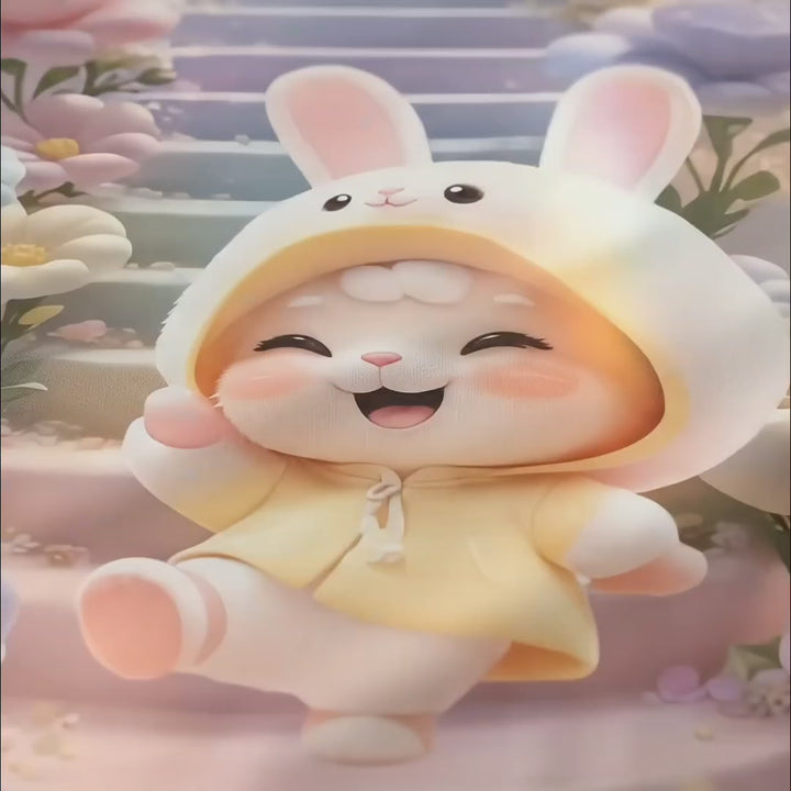 Pastel Purple and Pink Bunny Character Bedsheet with 2 Pillowcases -Aura Print