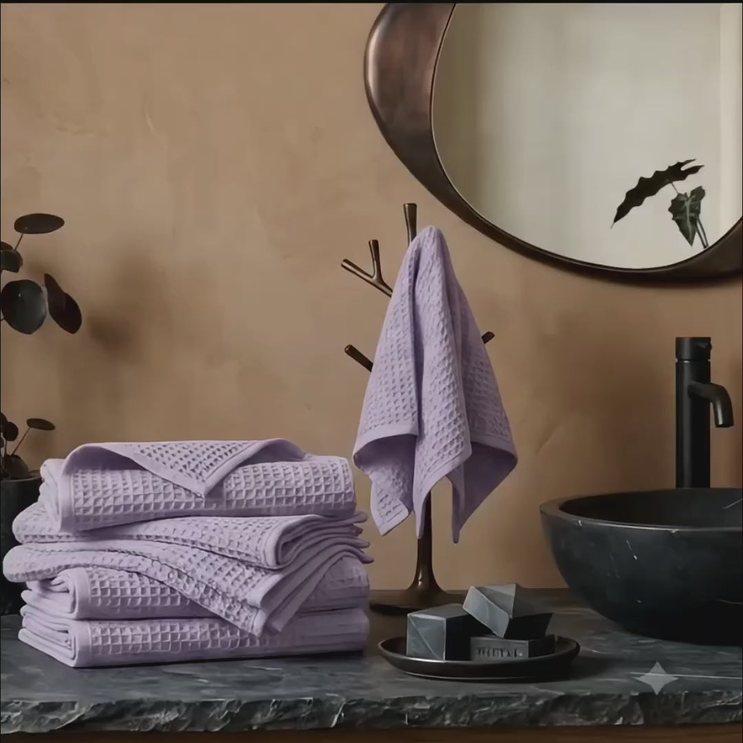 Premium Waffle Hand Towels – Soft, Absorbent & Quick-Dry Cotton-Lavender