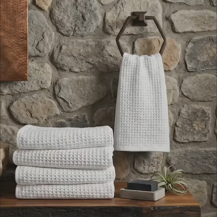 Premium Waffle Soft Hand Towels – Soft, Absorbent & Quick-Dry Cotton-White Colour